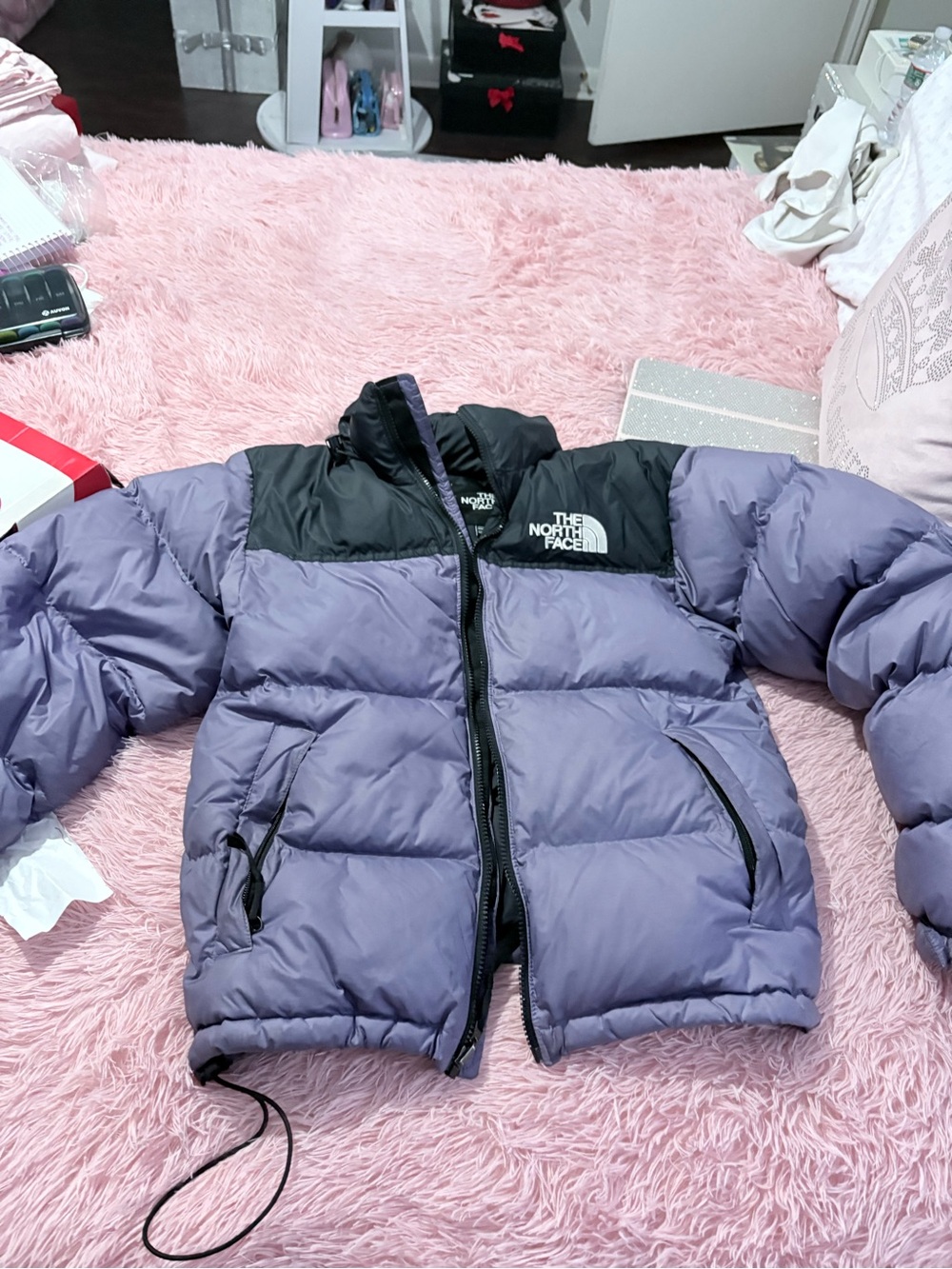 The North Face Kids Lavender and Black Puffy Jacket